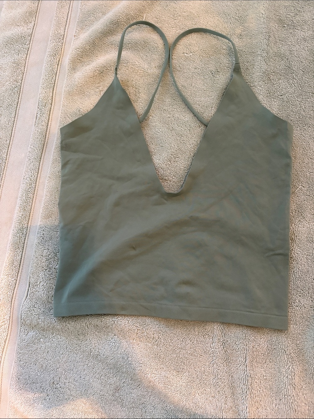 Free People Sage Green V-Neck Strappy Crop Camisole